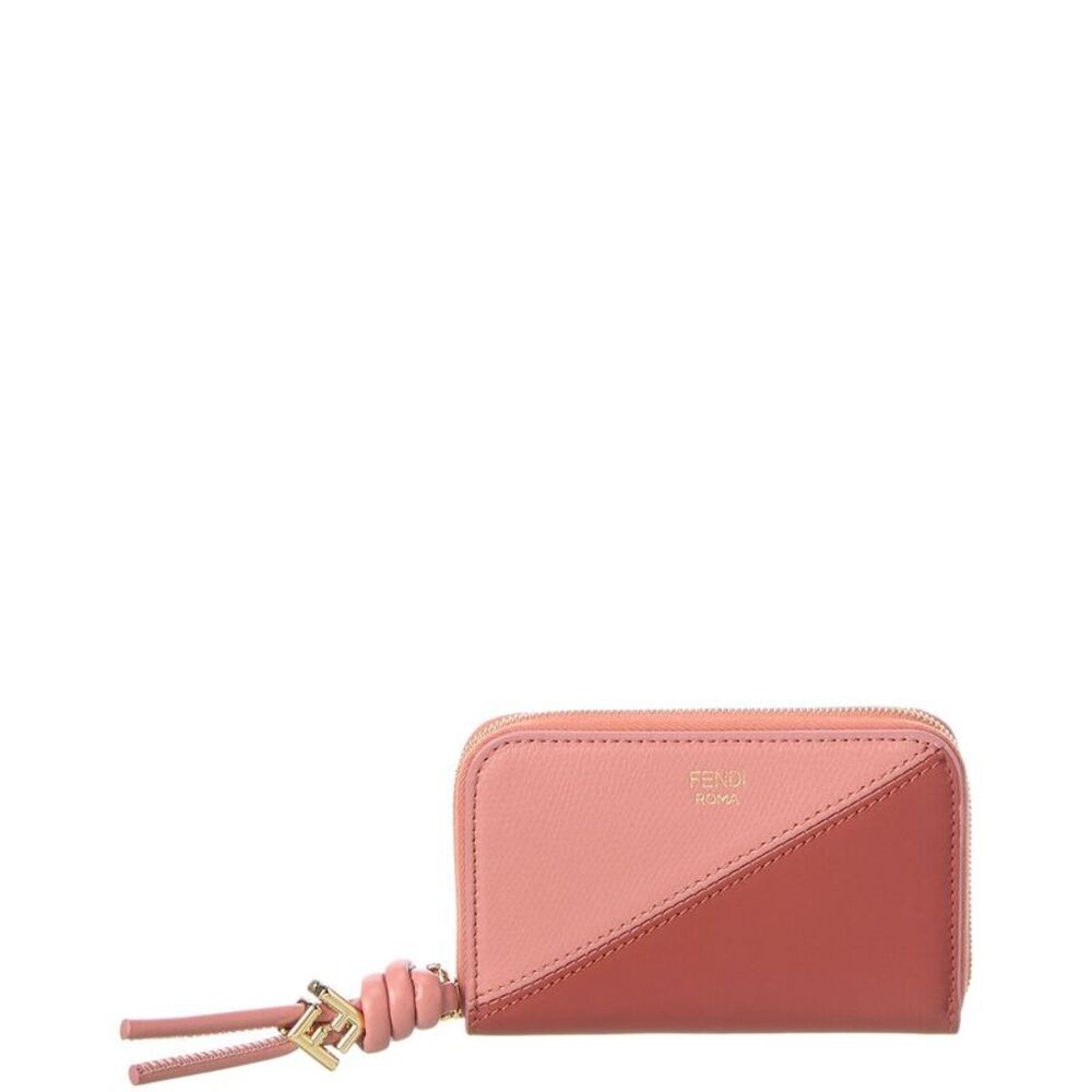 Fendi Ff Diamonds Zipper Around Mini Leather Wallet, Pink